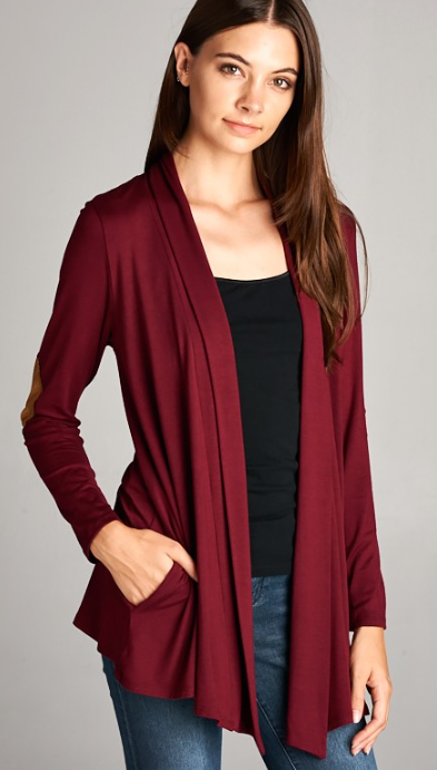 Waterfall Cardigan with Suede Elbow Patches- Multiple Colors Available –  Strength and Dignity Boutique LLC
