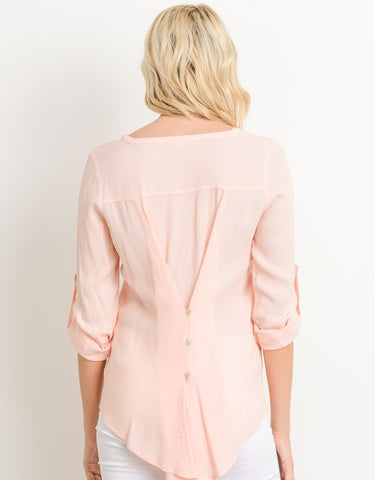 Blush Blouse with Buttoned Back Detail
