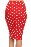 Red and White Polka Dot Pencil Skirt