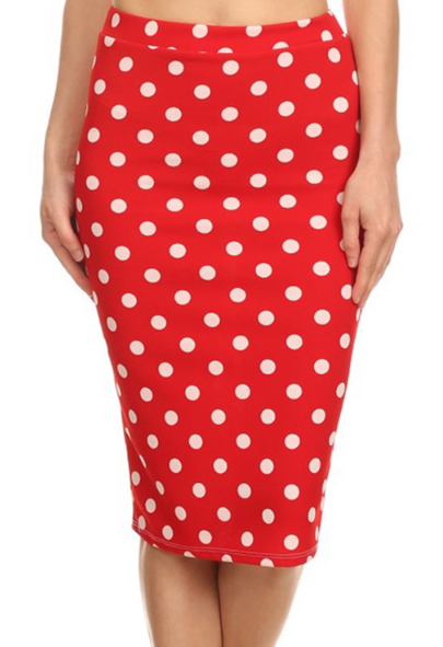 Pink polka shop dot pencil skirt