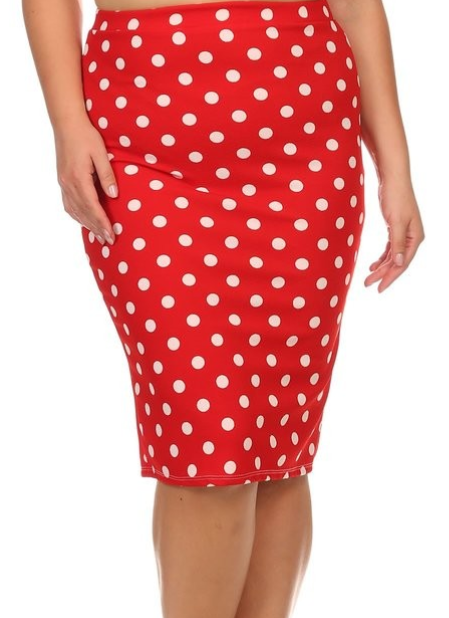 Red and White Polka Dot Pencil Skirt Strength and Dignity Boutique LLC