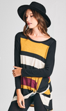 Wide Stripe Tunic with Front Knot