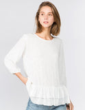 Ivory Embroidered Top with Bubble Sleeve