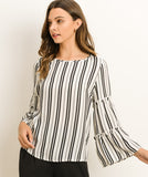 Striped Top with Layered Bell Sleeves