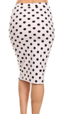 White and Black Polka Dot Pencil Skirt