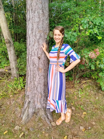 Striped Hi-Low Midi Dress