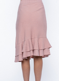 Striped Asymmetrical Ruffled Hem Skirt