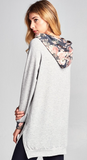 Heather Grey and Floral French Terry Hoodie