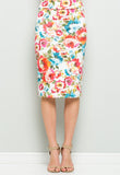 Ivory Floral Pencil Skirt