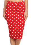 Red and White Polka Dot Pencil Skirt